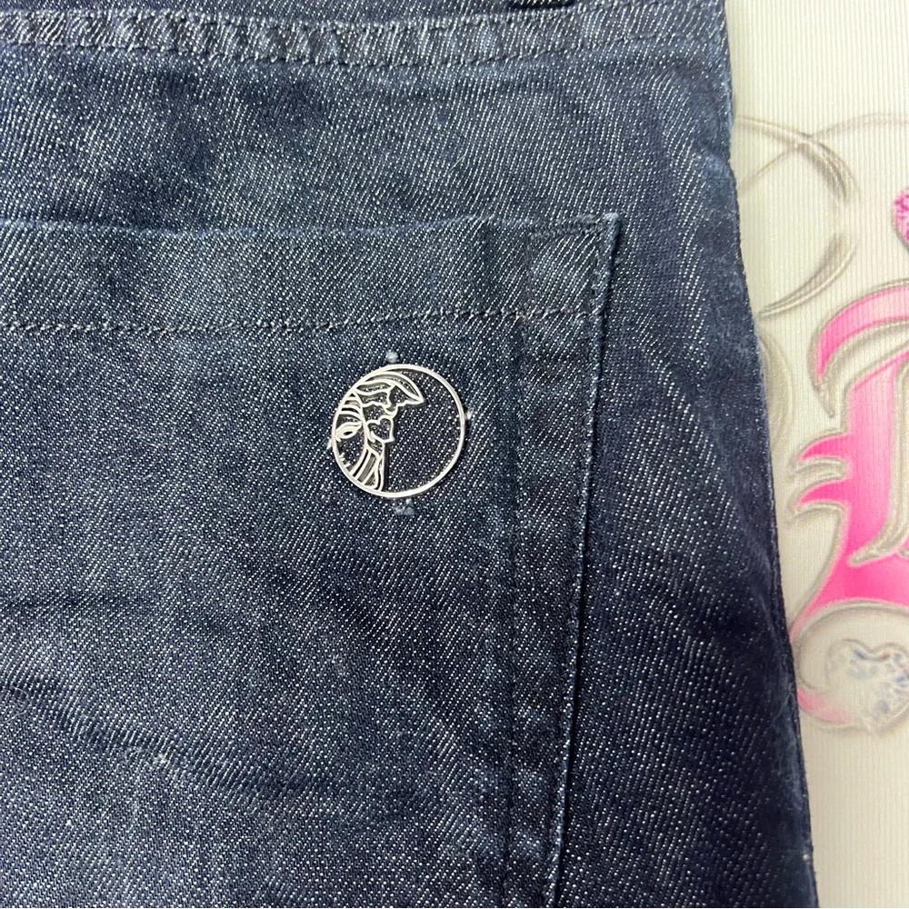 Versace jeans Medusa logo metal emblem buttons charm straight leg dark wash 💎 - Picture 7 of 16